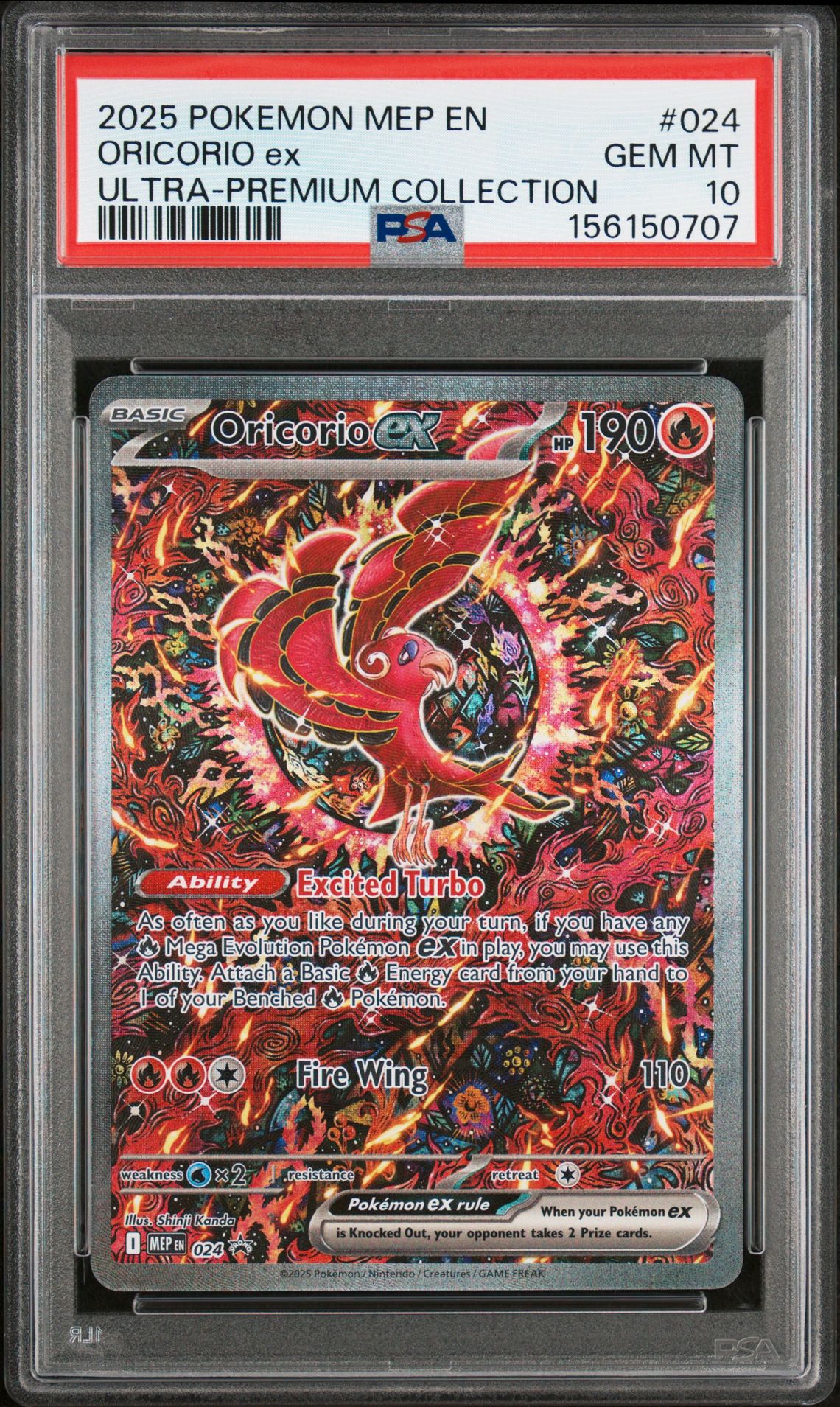 2025 Pokemon Mep En-Me Black Star Promo Oricorio Ex #024 (Ultra-Premium Collection) Gem Mt 10 front view - PSA graded GEM MT 10