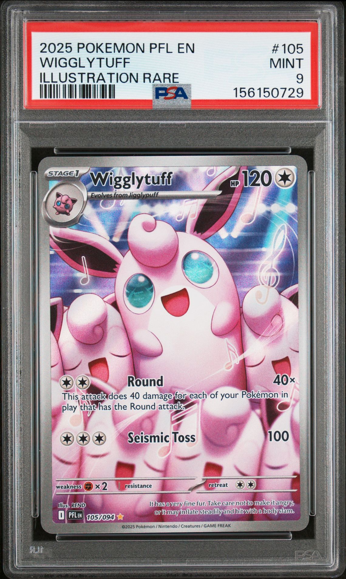 2025 Pokemon Pfl En-Phantasmal Flames Wigglytuff #105 (Illustration Rare) Mint 9 front