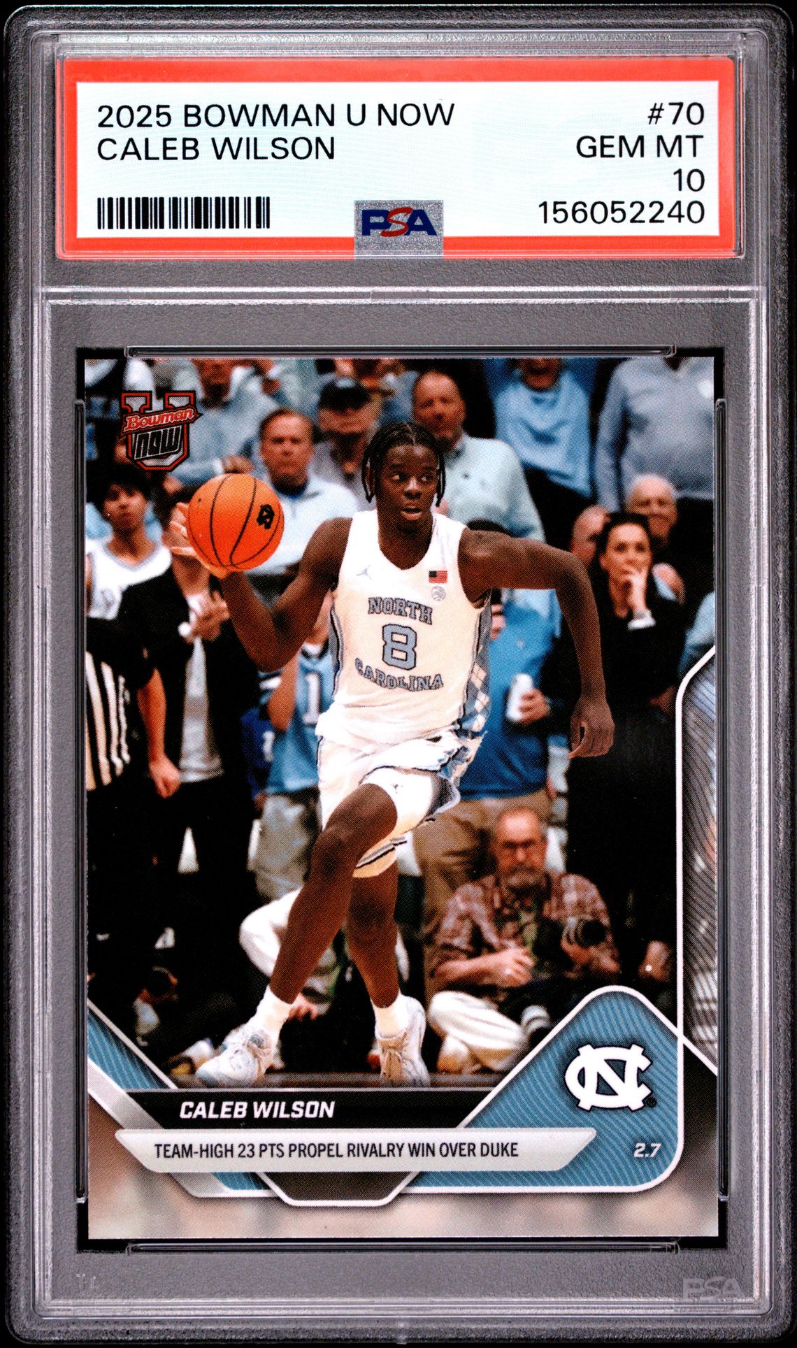 2025 Bowman U Now Caleb Wilson #70 Gem Mt 10 front view - PSA graded GEM MT 10