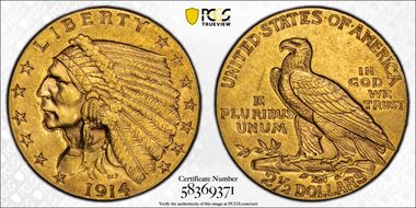 1914 $2.50 AU58
