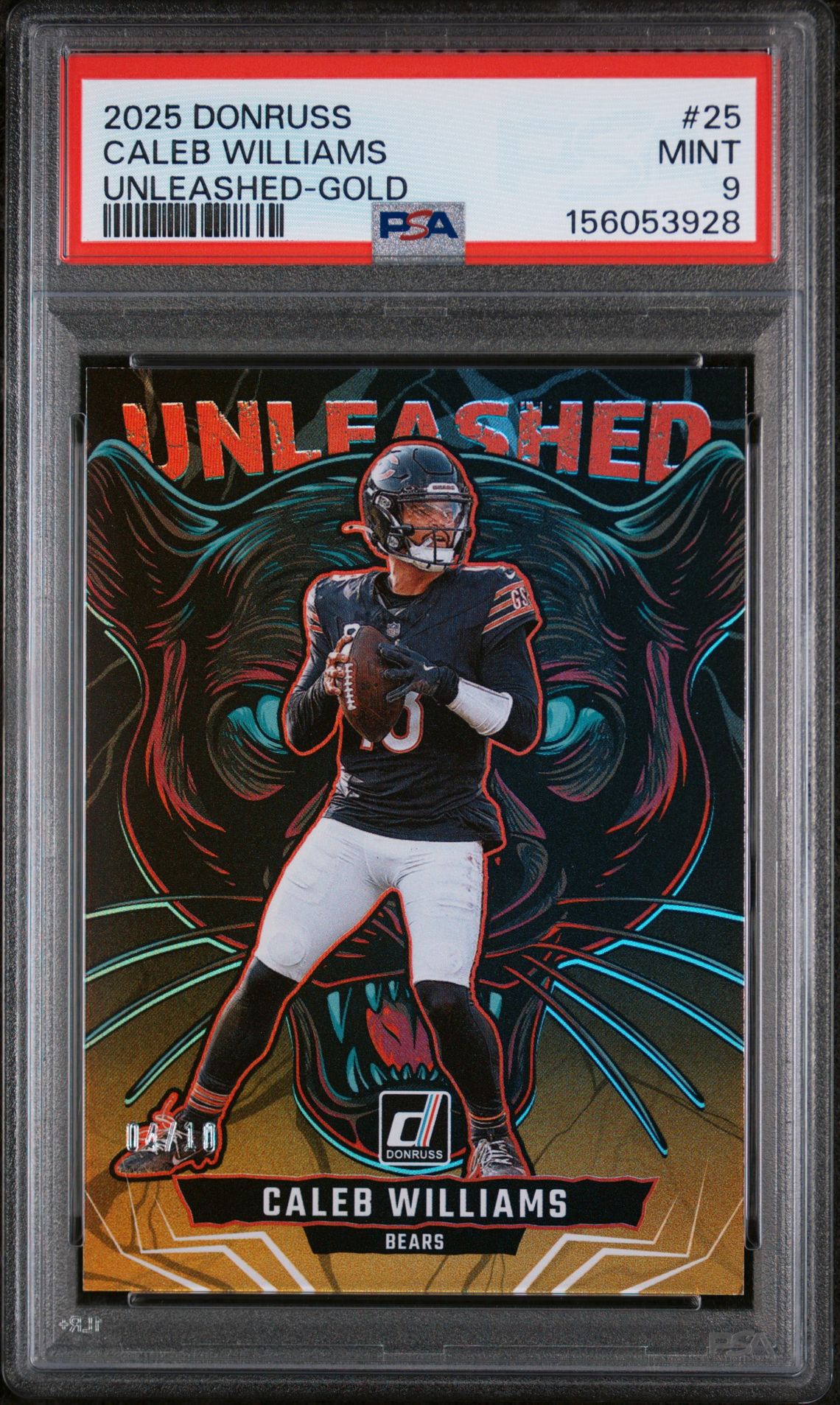 2025 Panini PANINI DONRUSS UNLEASHED GOLD #25 Caleb Williams front