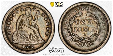 1842-O 10C F-103, Medium O VF30