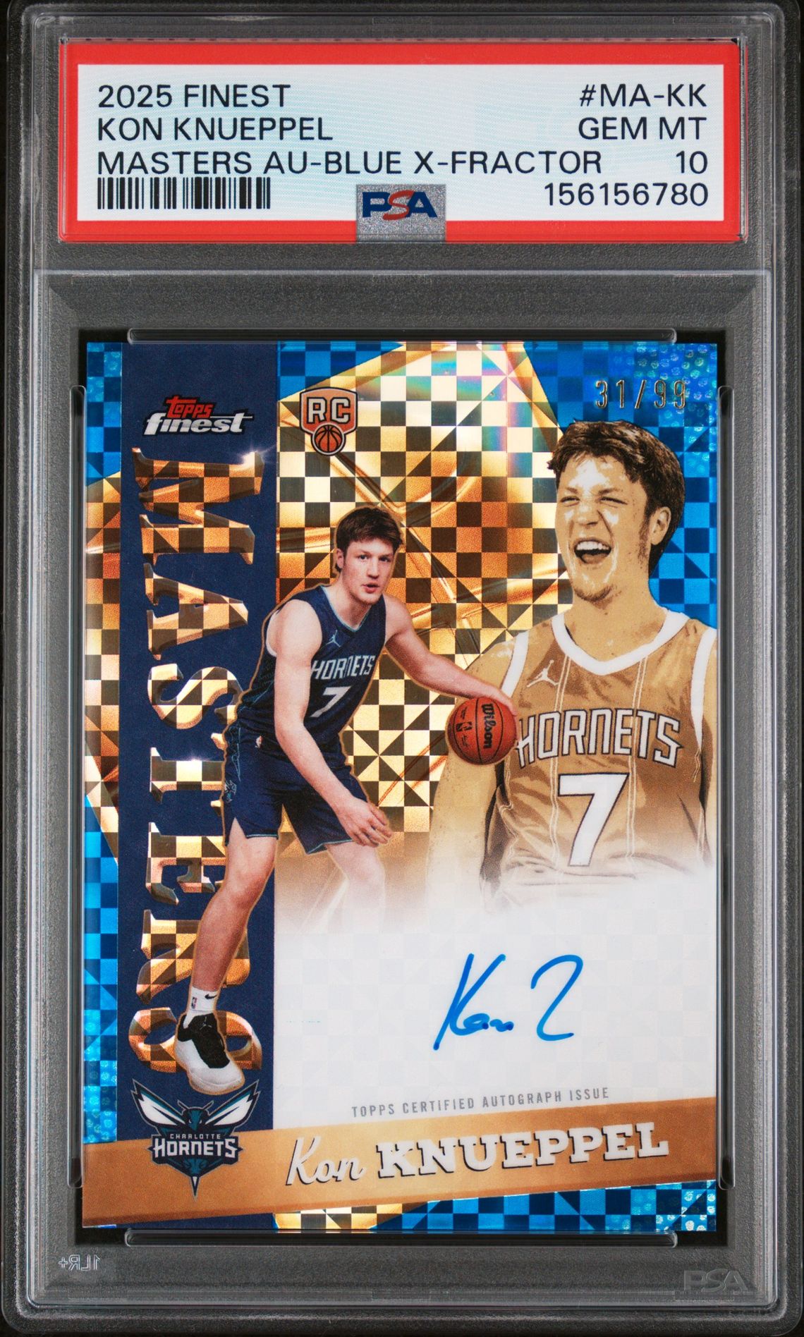 2025 Topps TOPPS FINEST MASTERS AUTOGRAPHS BLUE X-FRACTOR #MA-KK Kon Knueppel front