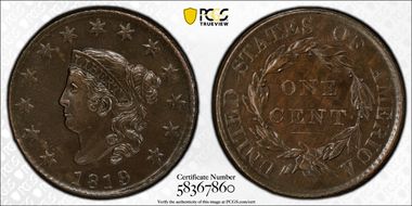 1819 1C Small Date MS62BN