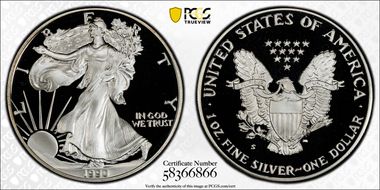 1990-S $1 Silver Eagle PR70DCAM