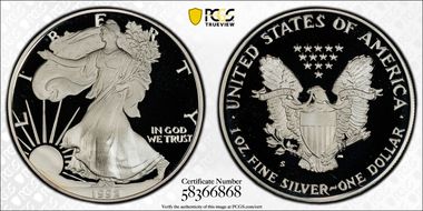1992-S $1 Silver Eagle PR70DCAM