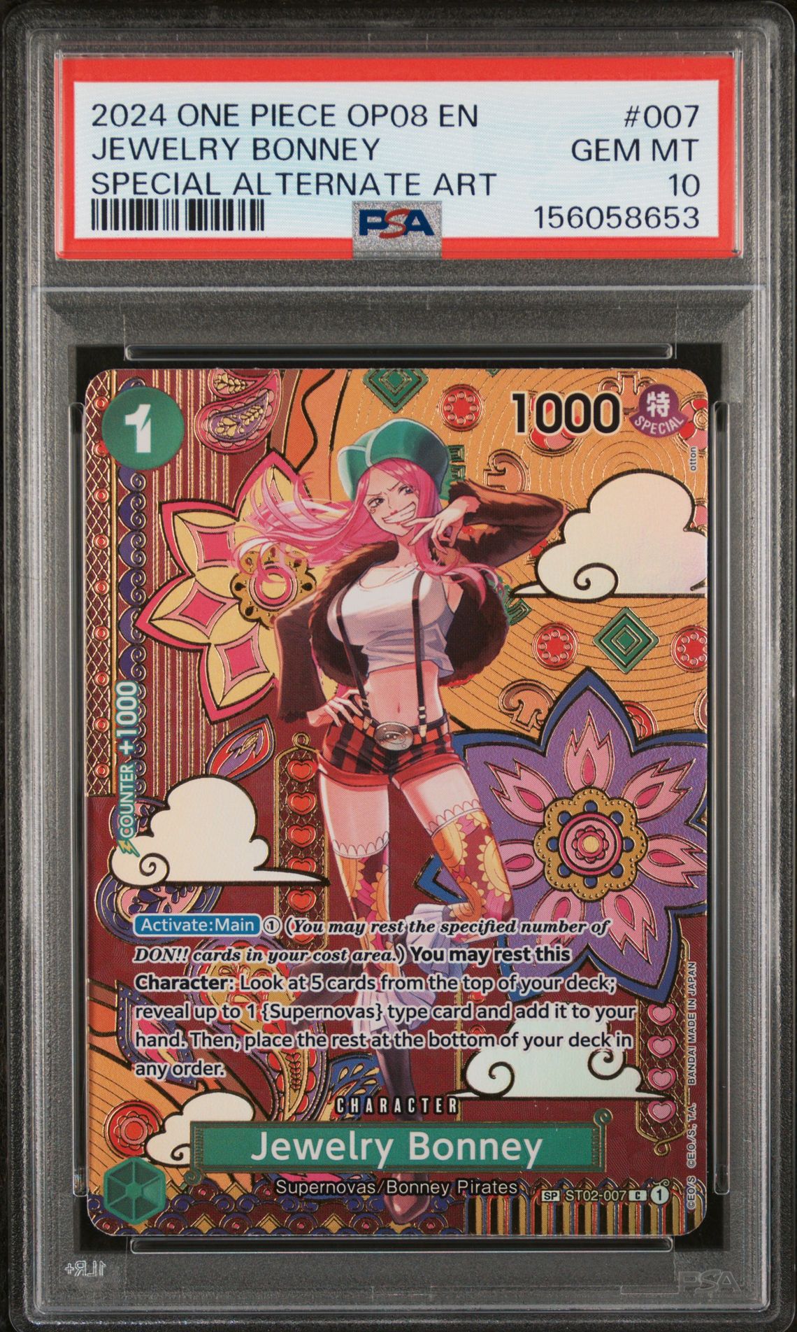 2024 One Piece Op08-Two Legends Jewelry Bonney #007 (Special Alternate Art) Gem Mt 10 front