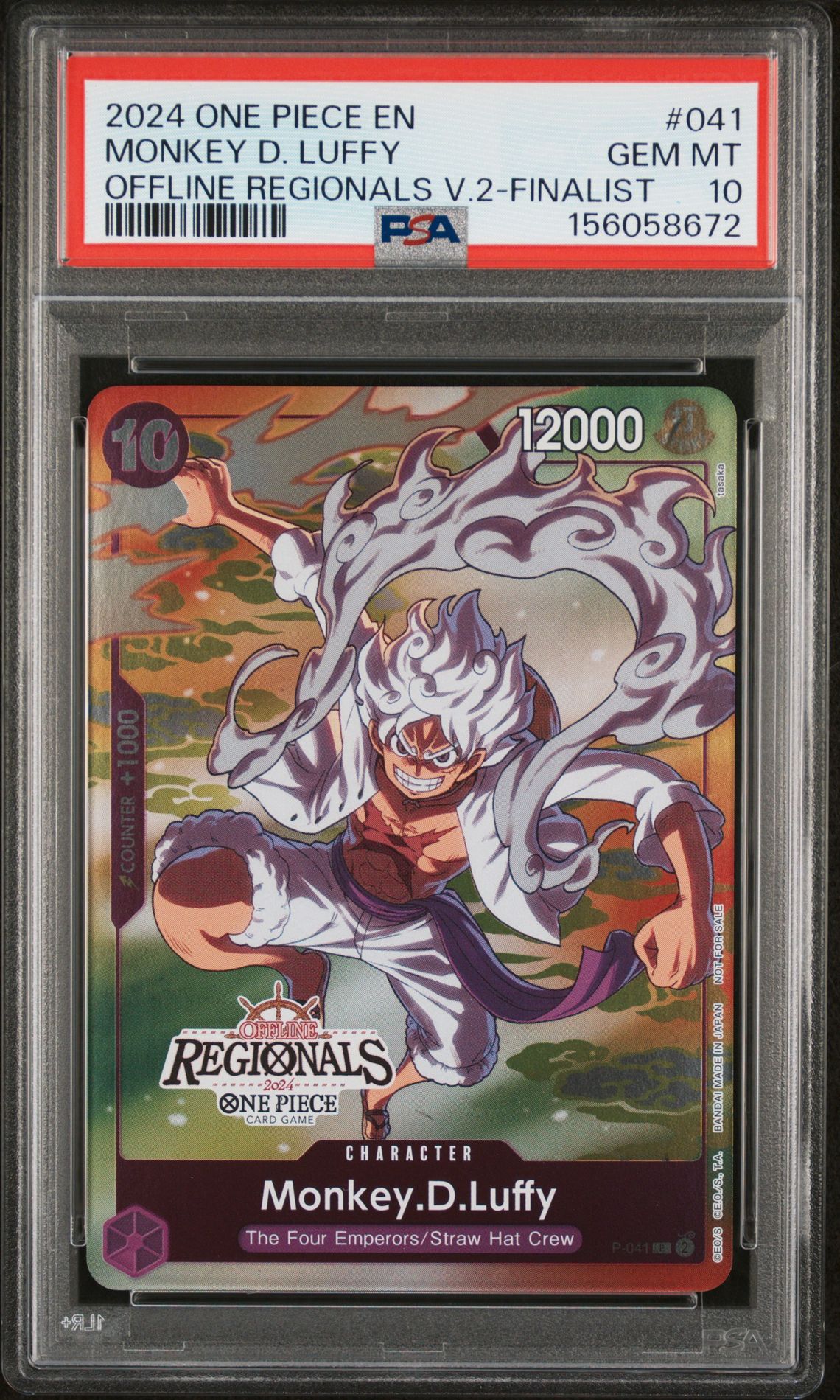 2024 One Piece Offline Regionals Pack 2024 Vol.2 Monkey D. Luffy #041 (Offline Regionals V.2-Finalist) Gem Mt 10 front