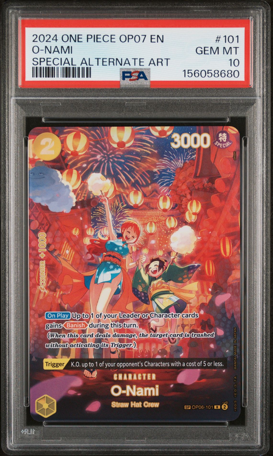 2024 One Piece Op07-500 Years In The Future O-Nami #101 (Special Alternate Art) Gem Mt 10 front