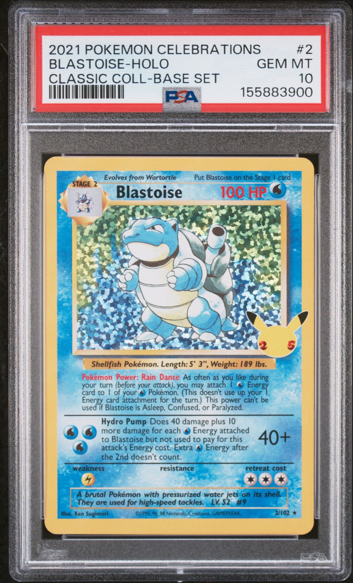 2021 Pokemon Celebrations Classic Collection Blastoise-Holo #2 (Classic Coll-Base Set) Gem Mt 10 front