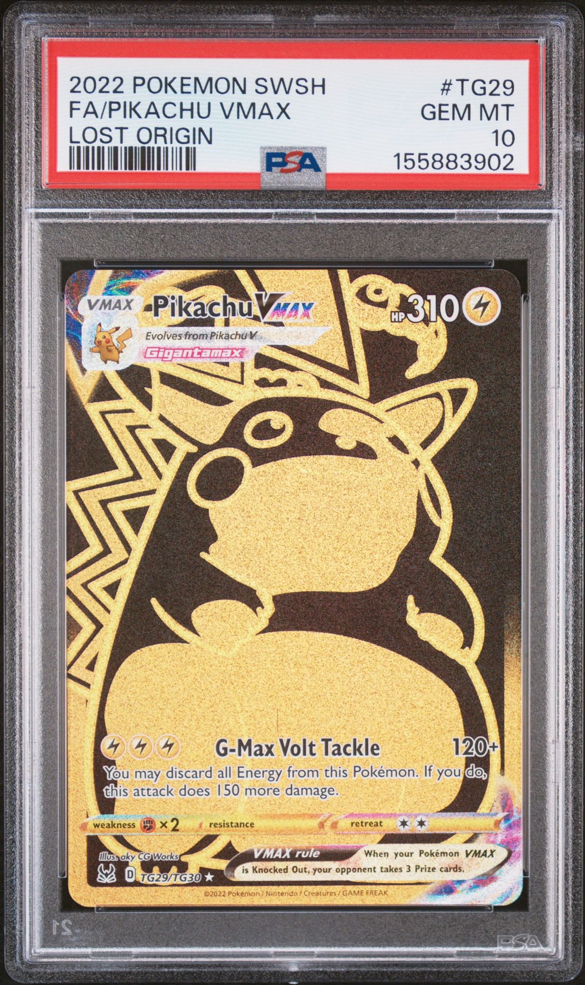 2022 Pokemon Sword & Shield Lost Origin Fa/Pikachu Vmax #Tg29 (Lost Origin) Gem Mt 10 front