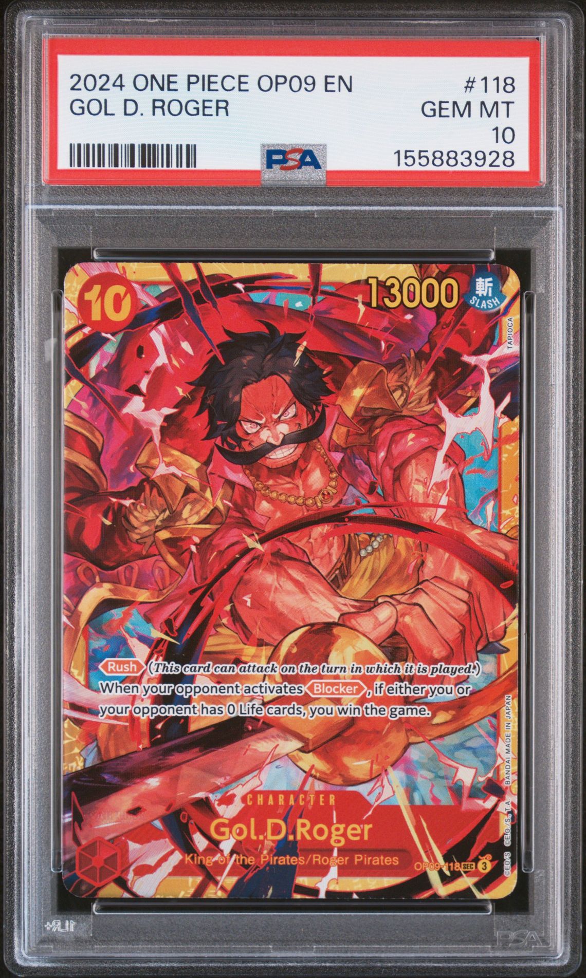 2024 One Piece Op09-Emperors In The New World Gol D. Roger #118 Gem Mt 10 front