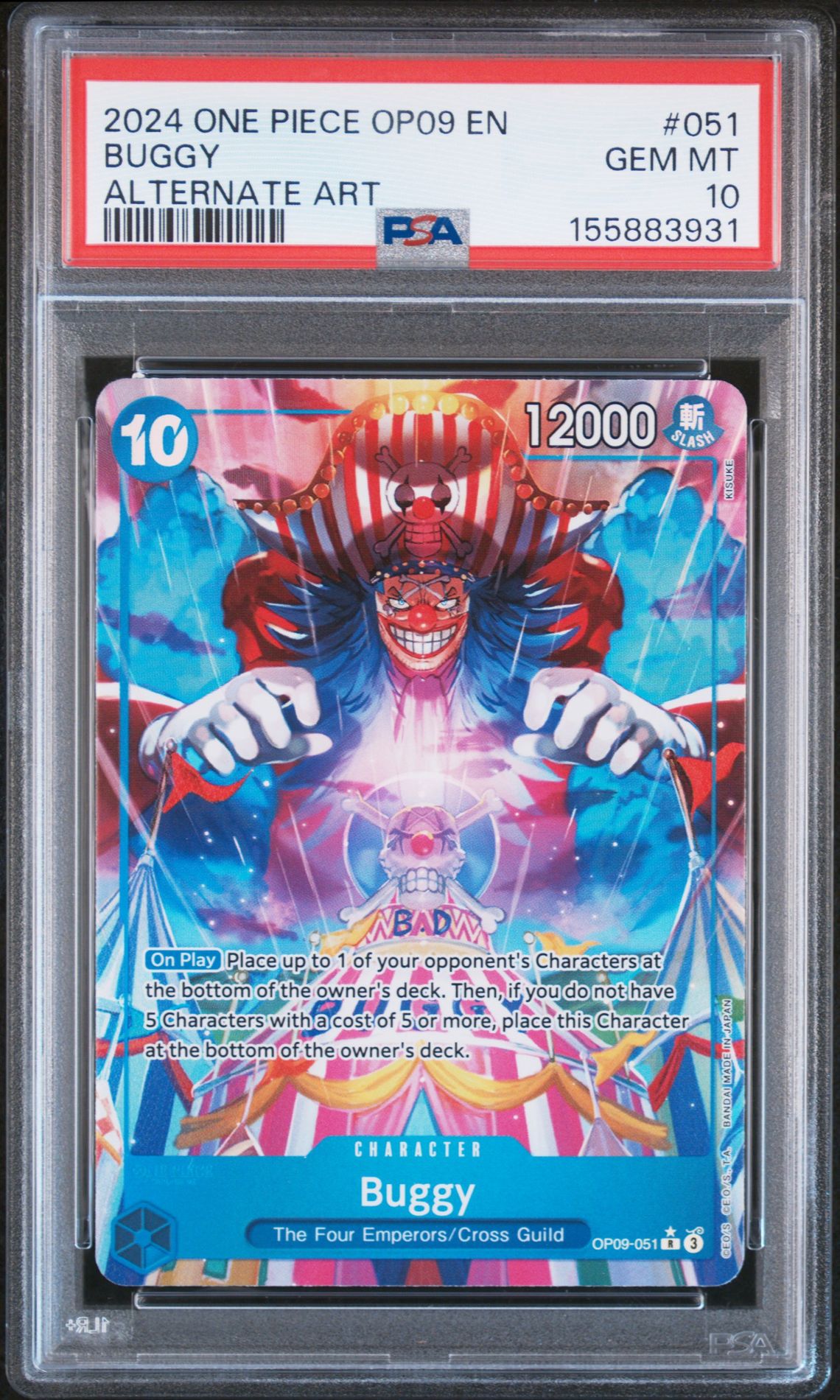 2024 One Piece Op09-Emperors In The New World Buggy #051 (Alternate Art) Gem Mt 10 front