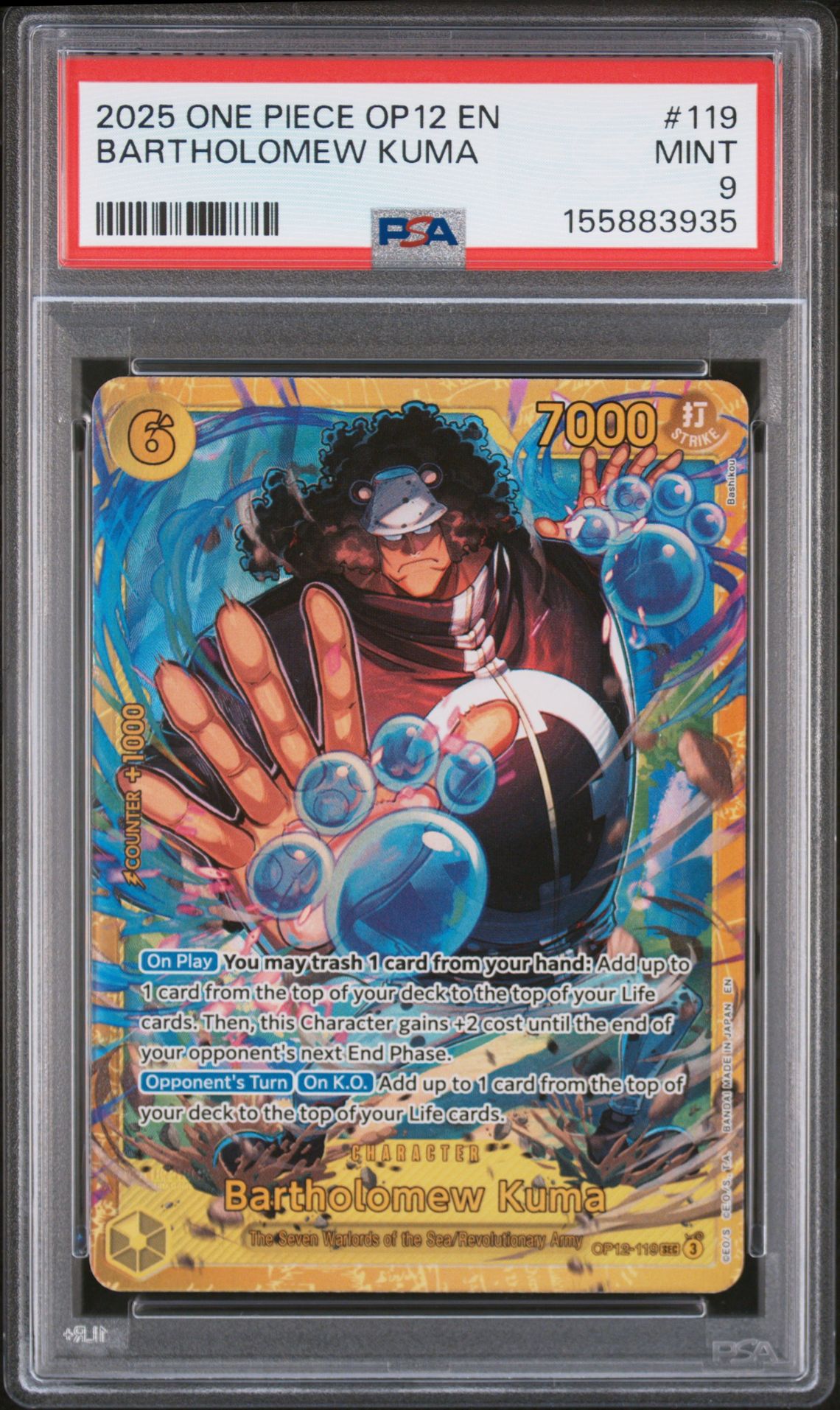 2025 One Piece Op12-Legacy Of The Master Bartholomew Kuma #119 Mint 9 front