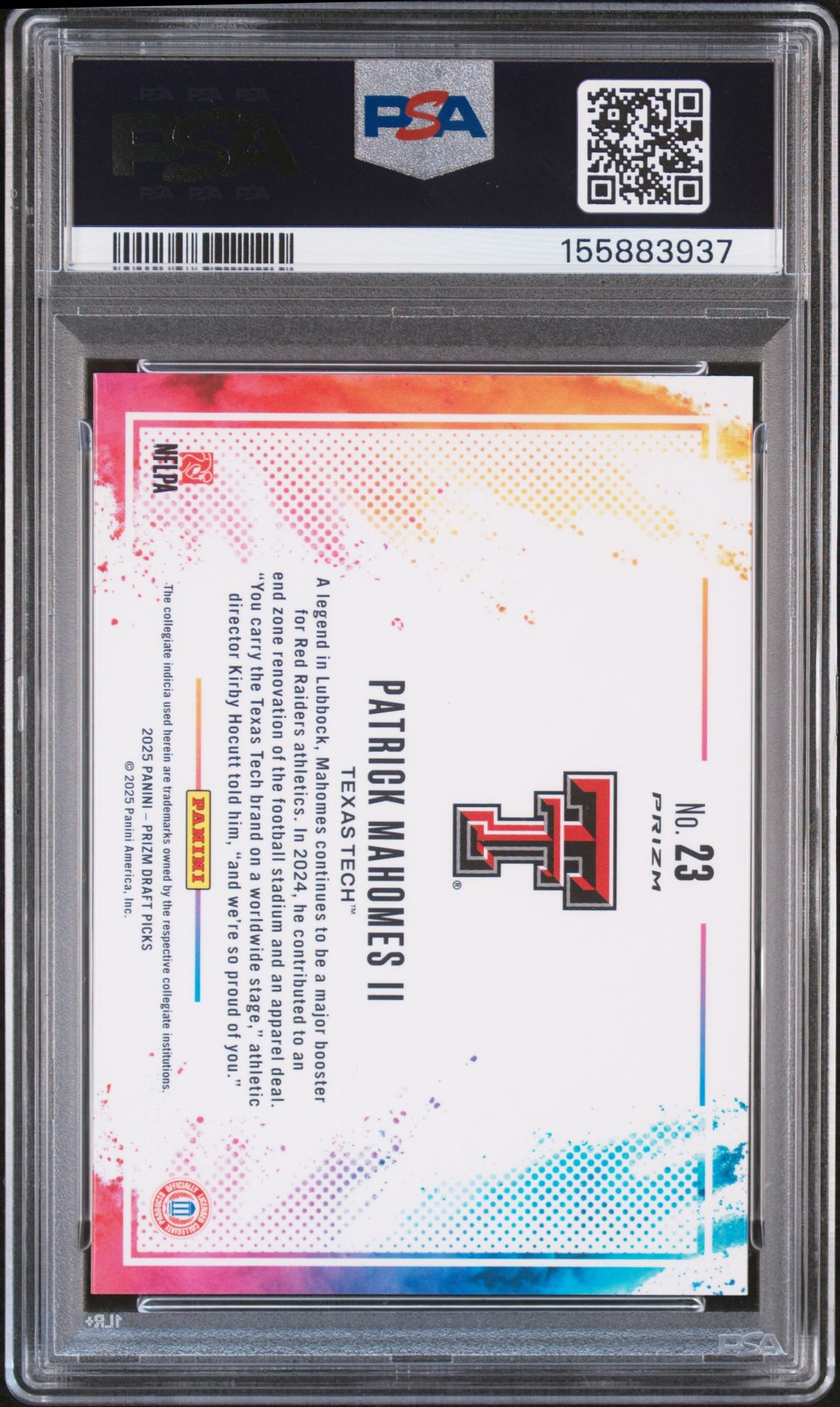 2025 Panini Prizm Draft Picks Black Color Blast Patrick Mahomes Ii #23 Gem Mt 10 back