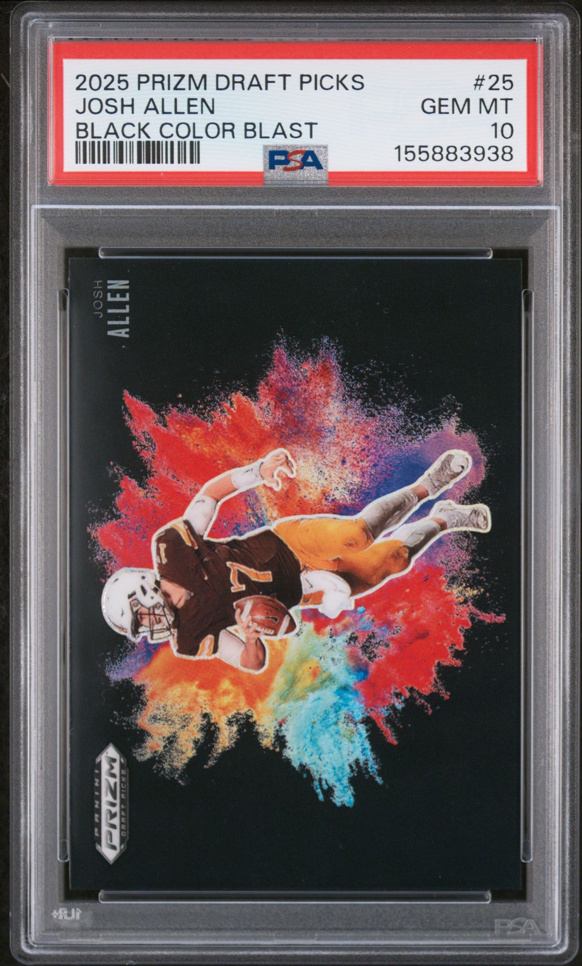 2025 Panini Prizm Draft Picks Black Color Blast Josh Allen #25 Gem Mt 10 front