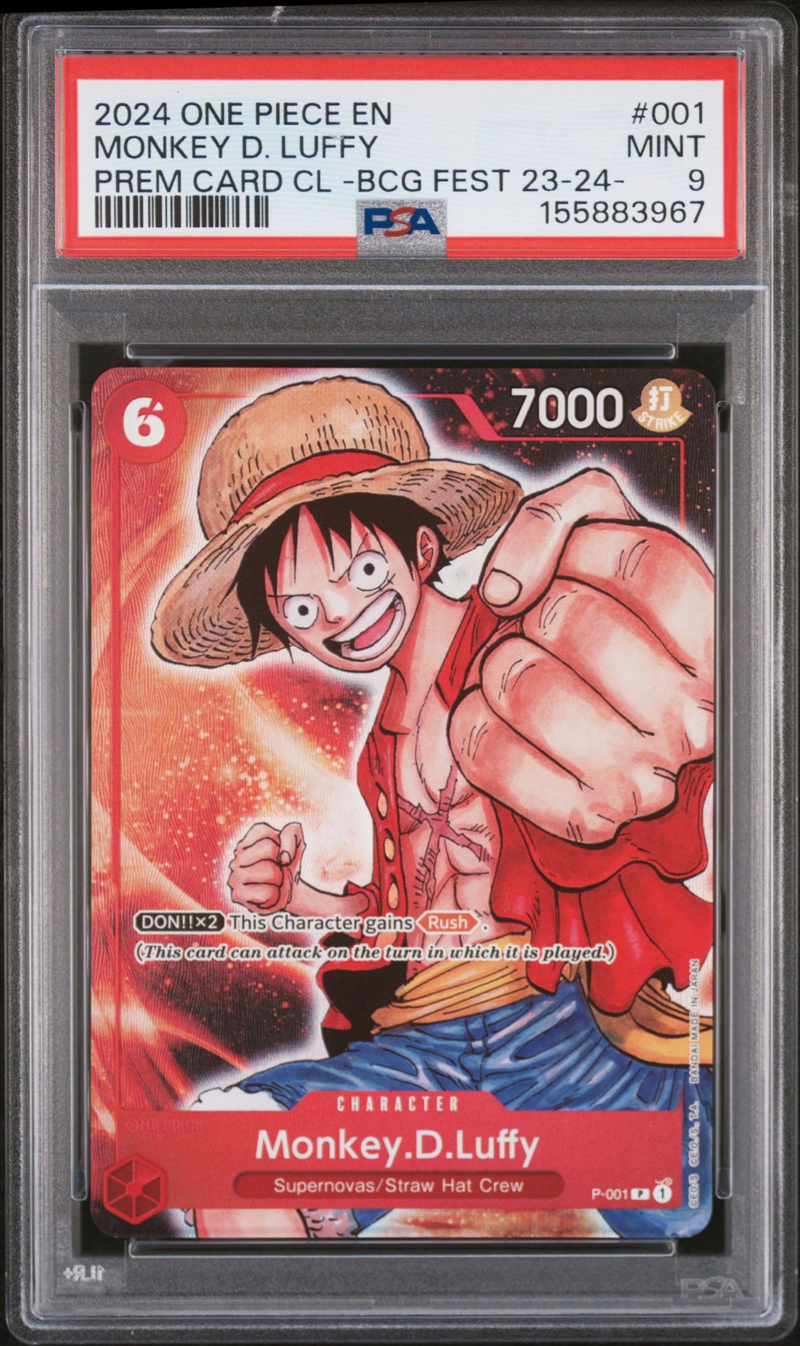 2024 One Piece Premium Card Collection -Bandai Card Games Fest 23-24 Edition- Monkey D. Luffy #001 Mint 9 front