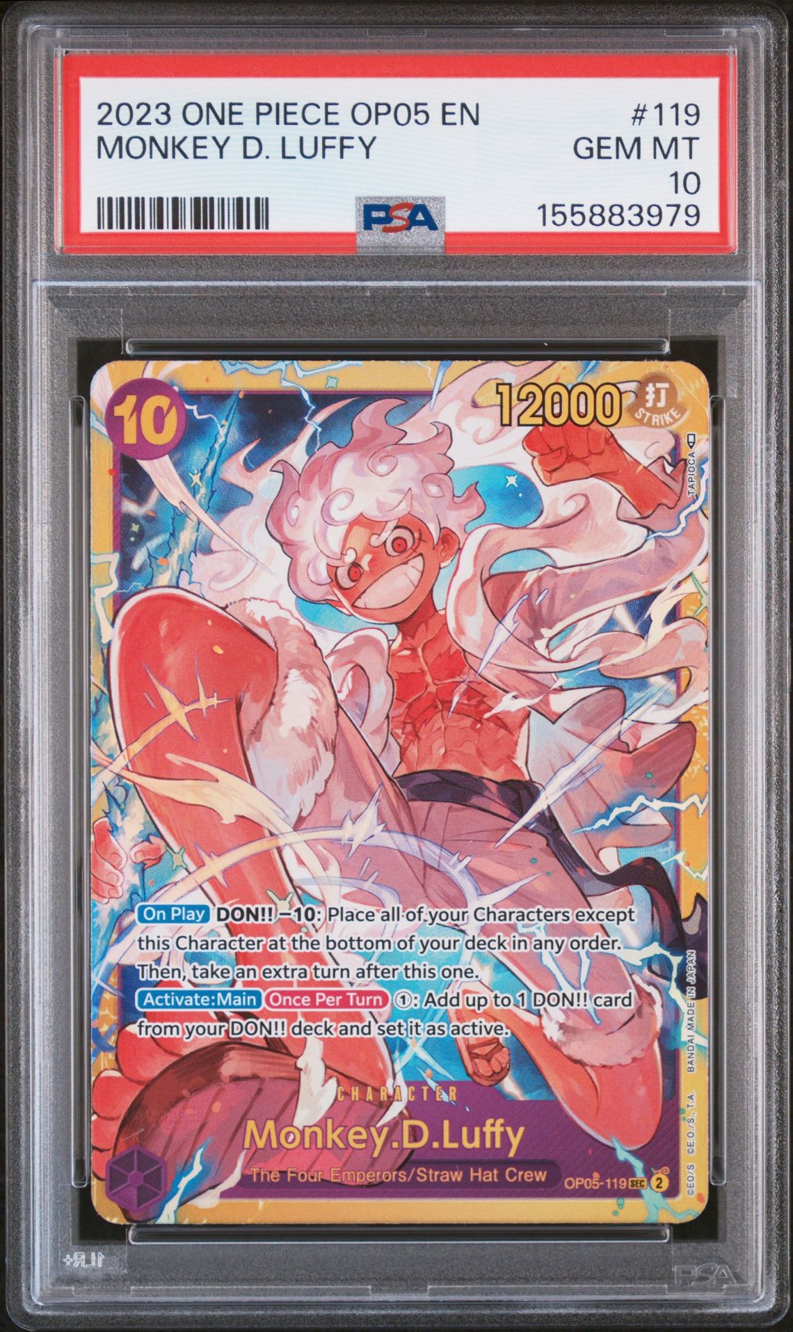 2023 One Piece Op05-Awakening Of The New Era Monkey D. Luffy #119 Gem Mt 10 front view - PSA graded GEM MT 10