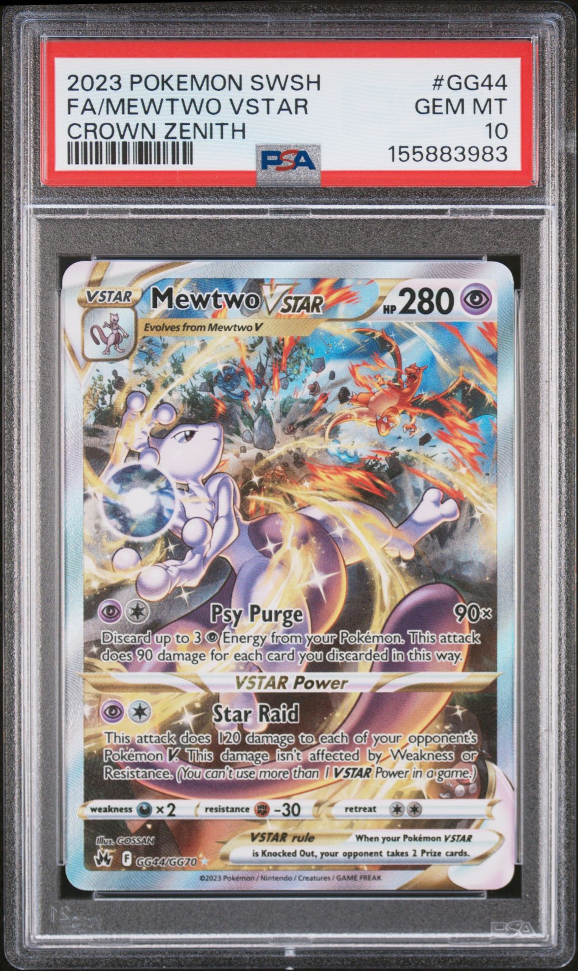2023 Pokemon Sword And Shield Crown Zenith Fa/Mewtwo Vstar #Gg44 (Crown Zenith) Gem Mt 10 front