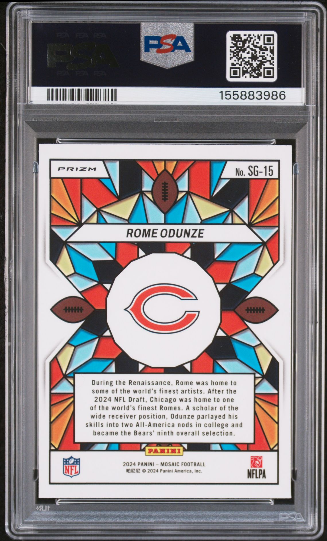 2024 Panini Mosaic Stained Glass Rome Odunze #Sg15 Mint 9 back
