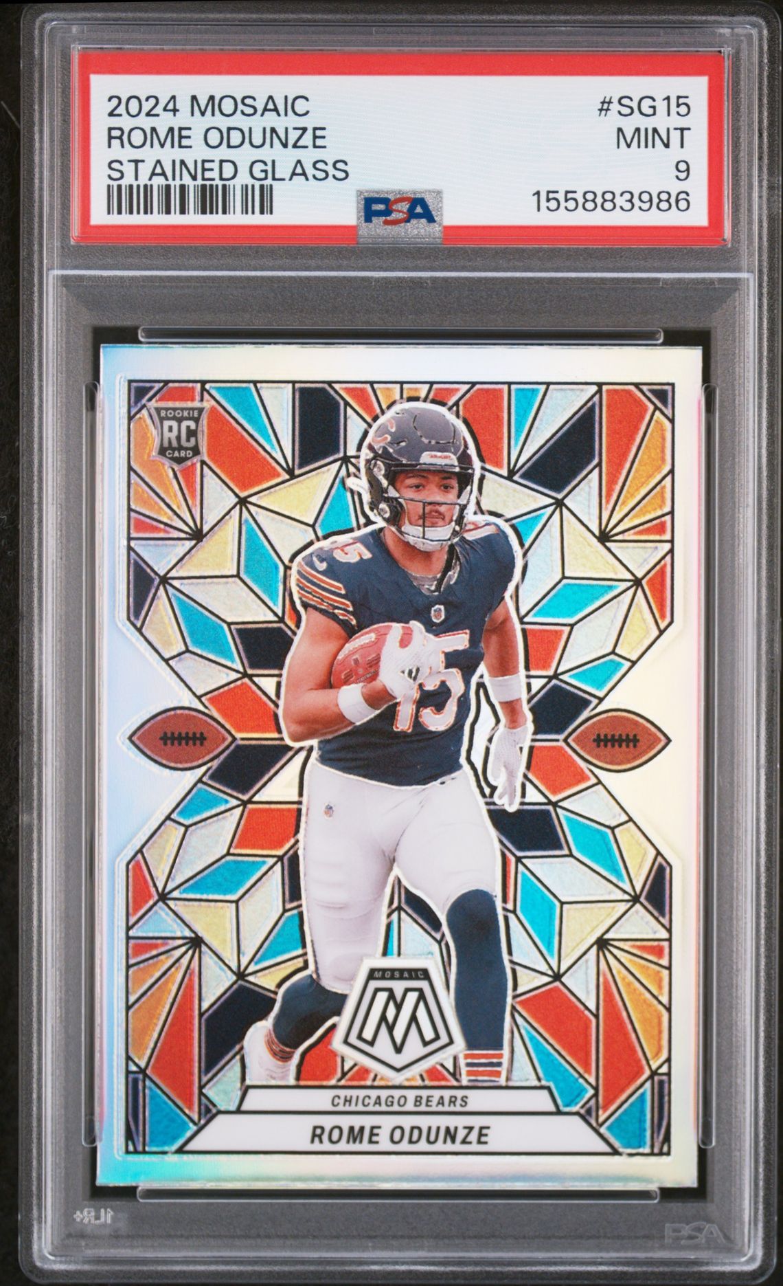 2024 Panini Mosaic Stained Glass Rome Odunze #Sg15 Mint 9 front
