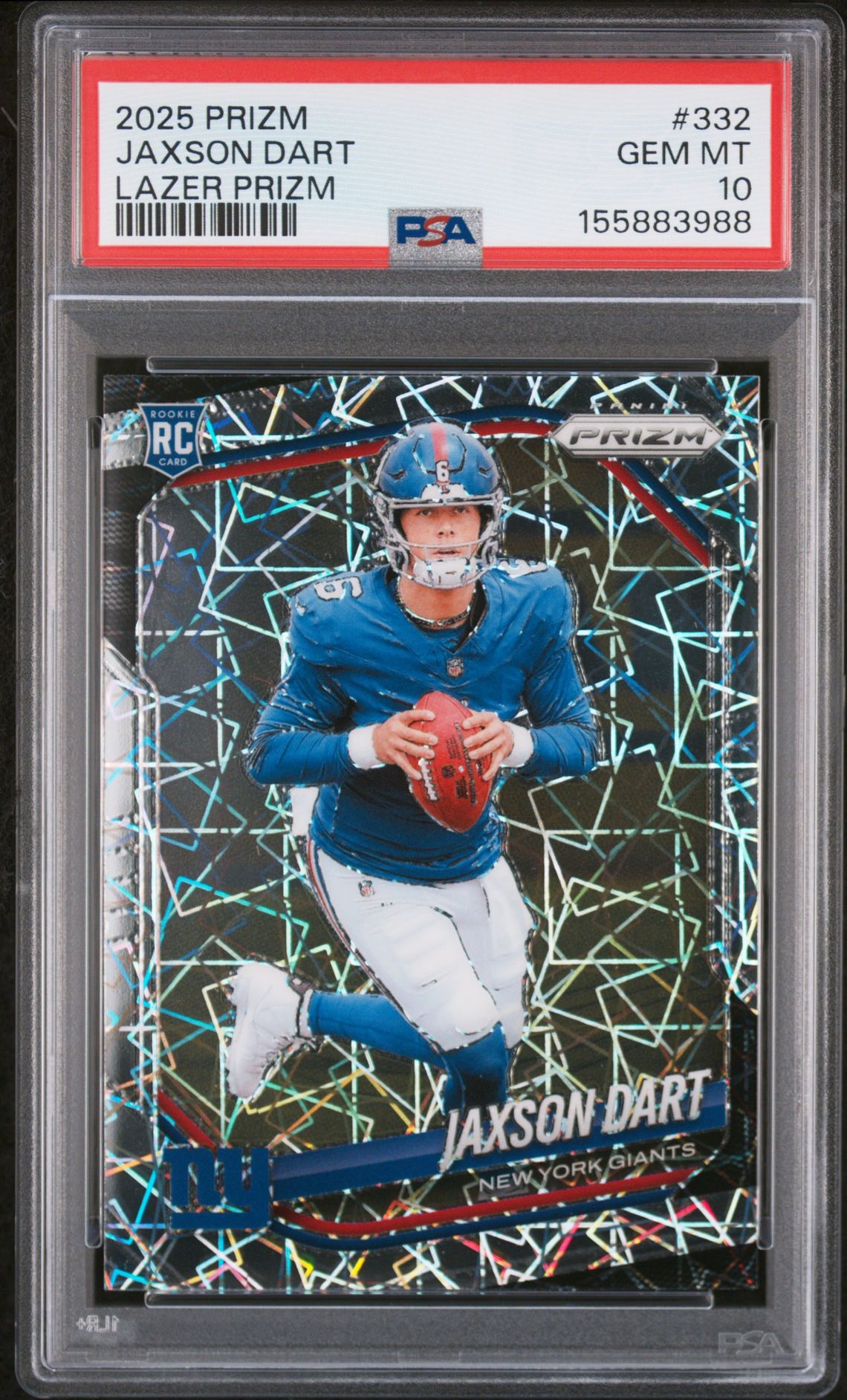 2025 Panini Prizm Jaxson Dart #332 (Lazer Prizm) Gem Mt 10 front