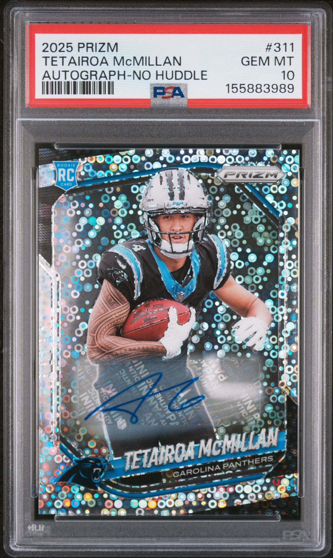 2025 Panini Prizm Tetairoa Mcmillan #311 (Autograph-No Huddle) Gem Mt 10 front
