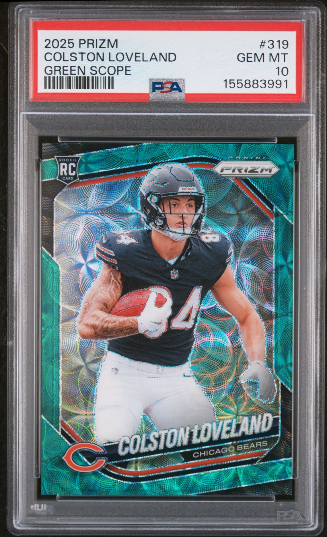 2025 Panini Prizm Colston Loveland #319 (Green Scope) Gem Mt 10 front