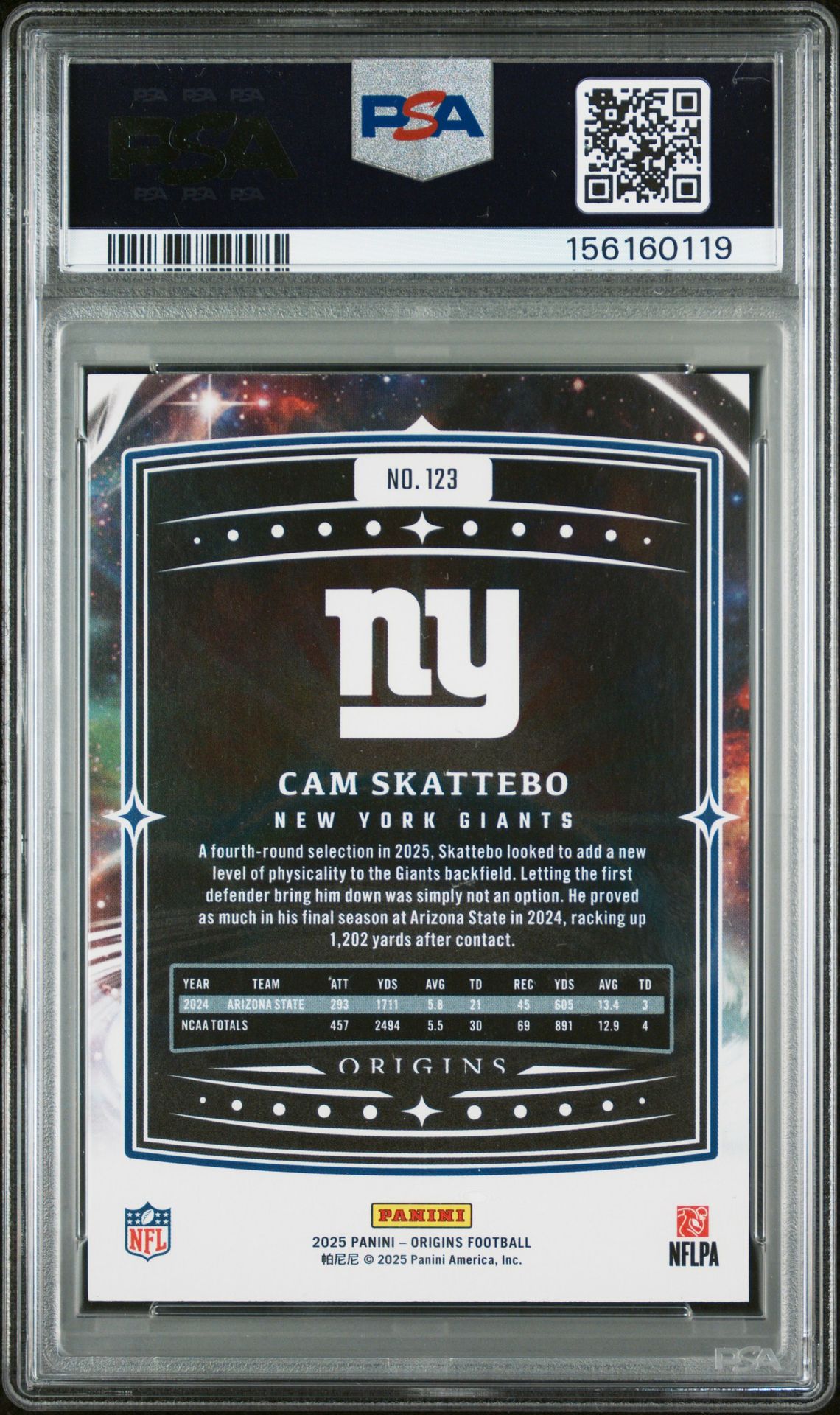 2025 Panini Origins Cam Skattebo #123 (Silver) Nm-Mt 8 back