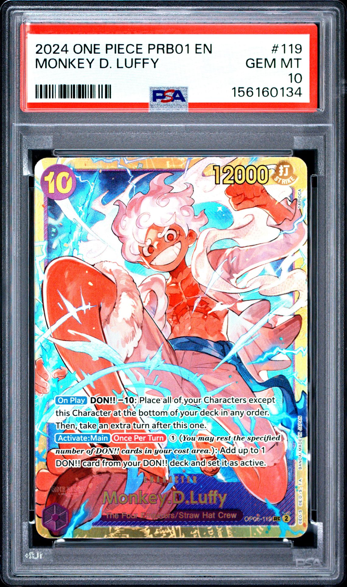 2024 One Piece Prb01-Premium Booster -One Piece Card The Best- Monkey D. Luffy #119 Gem Mt 10 front