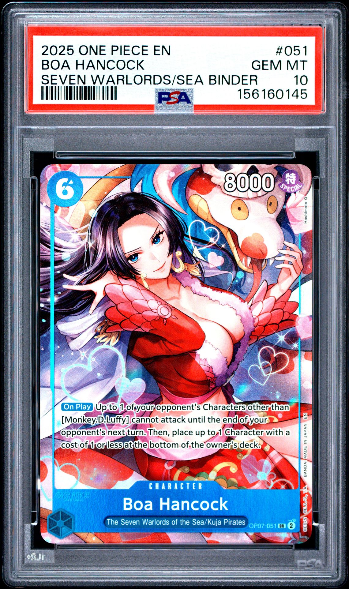 2025 One Piece Seven Warlords Of The Sea Binder Set Boa Hancock #051 Gem Mt 10 front