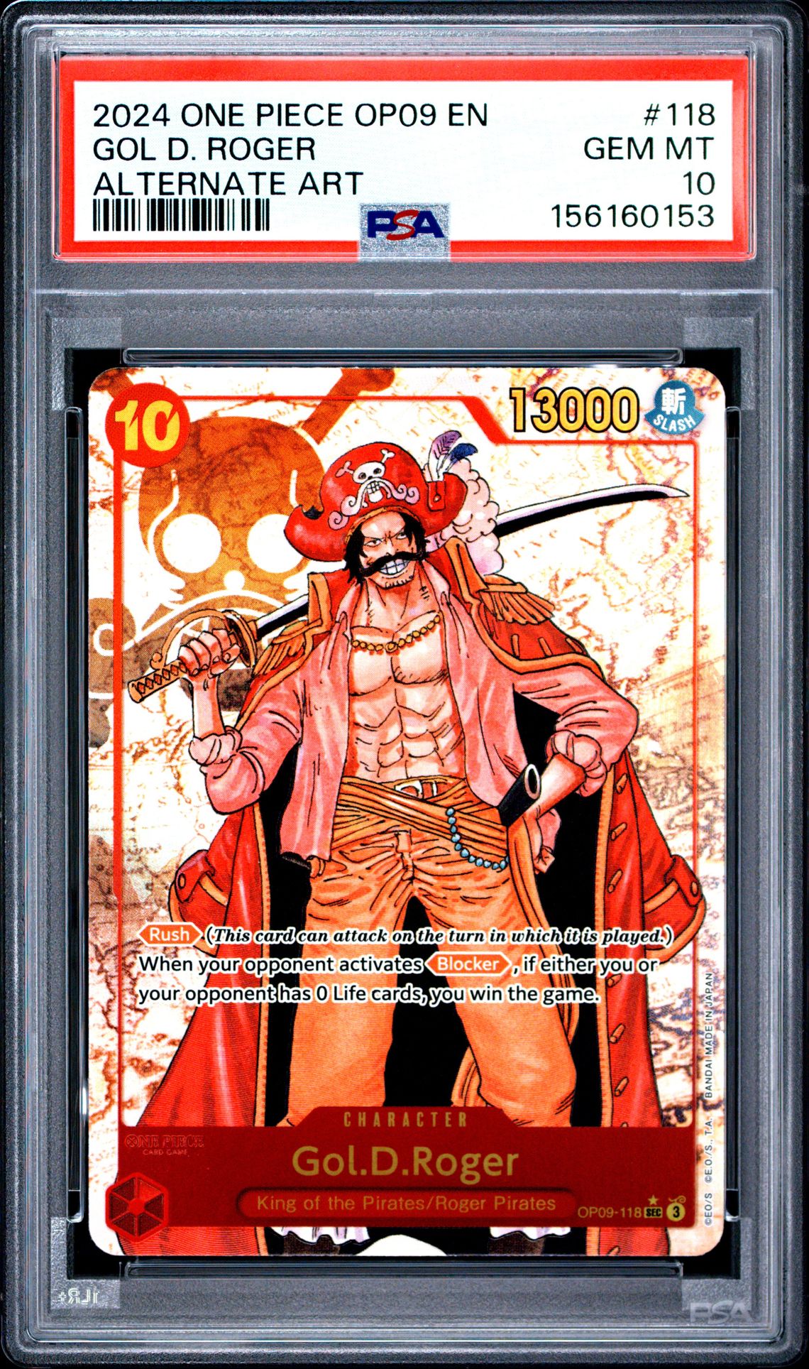 2024 One Piece Op09-Emperors In The New World Gol D. Roger #118 (Alternate Art) Gem Mt 10 front
