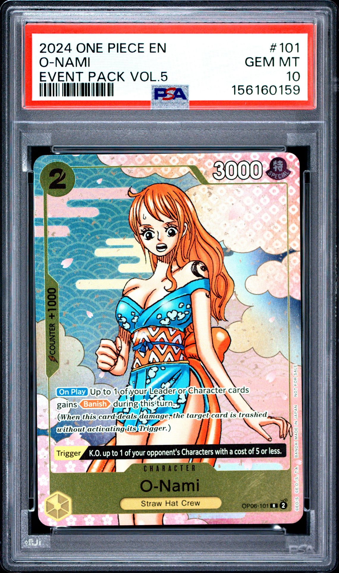 2024 One Piece Event Pack Vol.5 O-Nami #101 Gem Mt 10 front