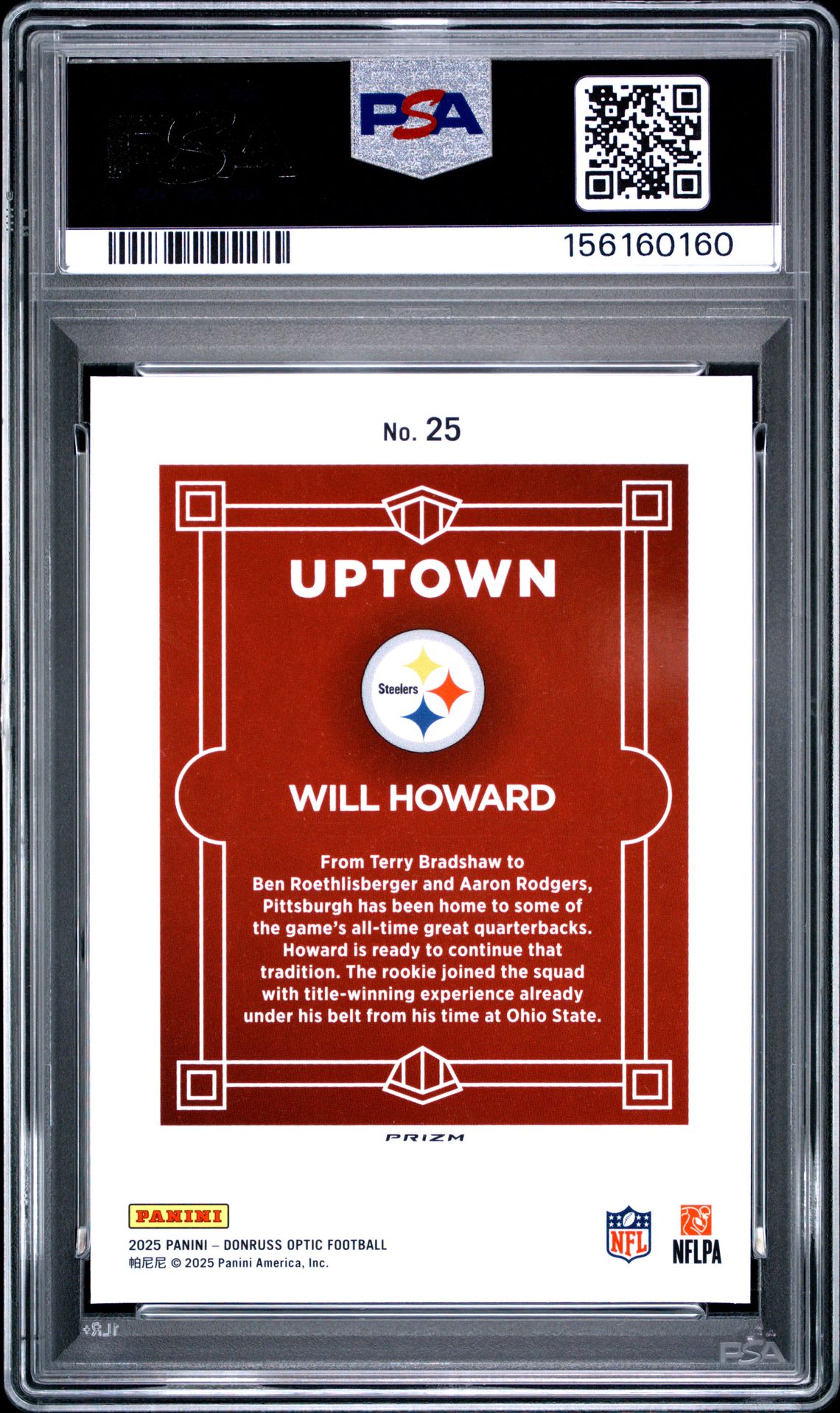 2025 Panini Donruss Optic Uptown Will Howard #25 Mint 9 back