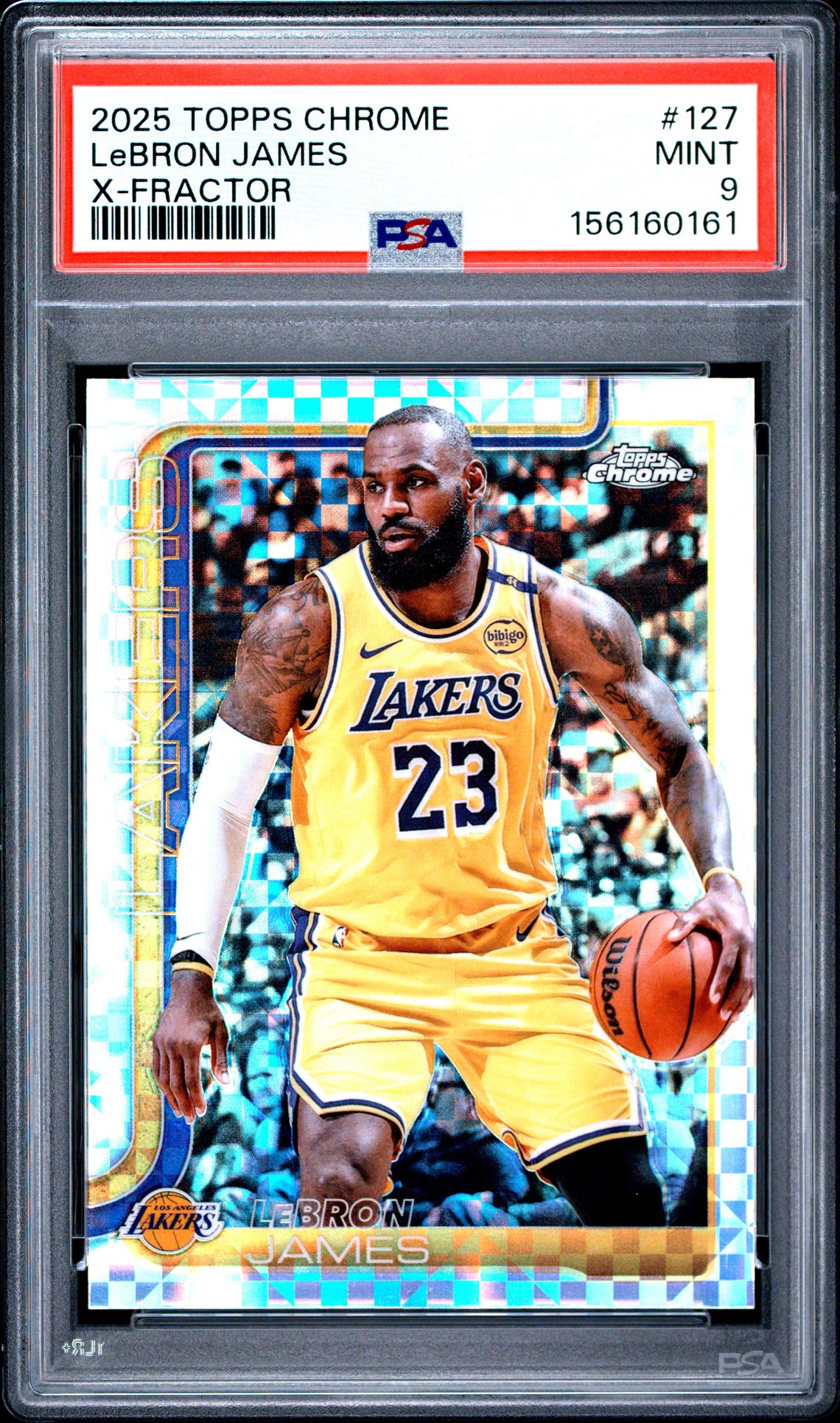 2025 Topps Chrome Lebron James #127 (X-Fractor) Mint 9 front