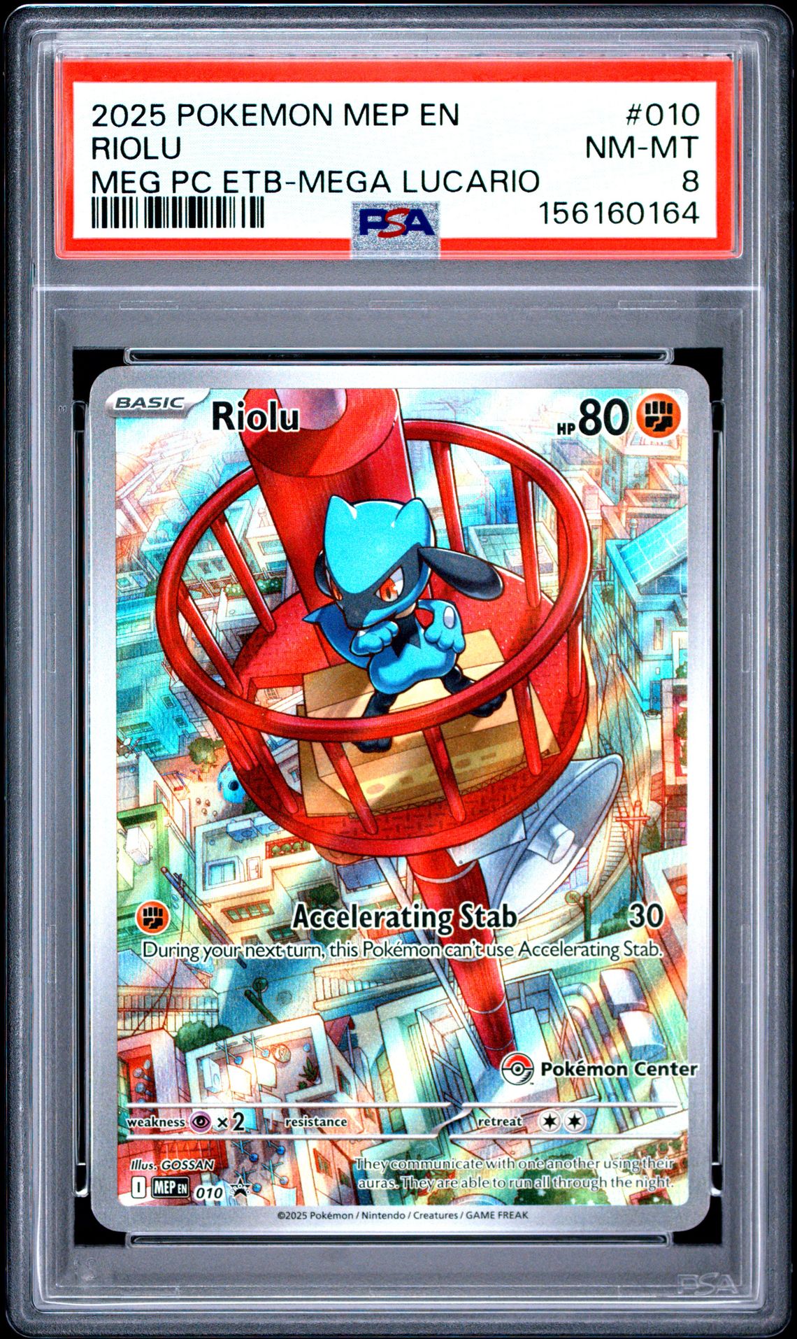 2025 Pokemon Mep En-Me Black Star Promo Riolu #010 (Meg Pc Etb-Mega Lucario) Nm-Mt 8 front