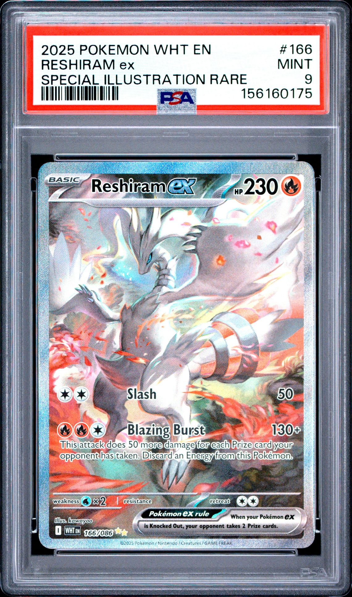 2025 Pokemon Wht En-White Flare Reshiram Ex #166 (Special Illustration Rare) Mint 9 front