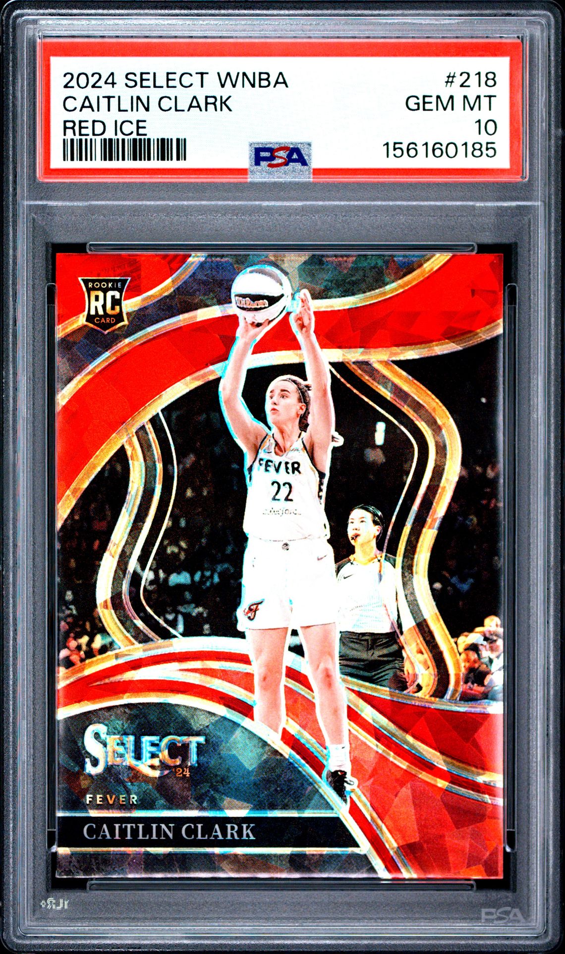 2024 Panini Select Wnba Caitlin Clark #218 (Red Ice) Gem Mt 10 front view - PSA graded GEM MT 10