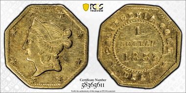 1853 G$1 BG-522 AU53