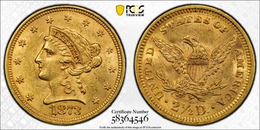1873 $2.50 Open 3 MS62