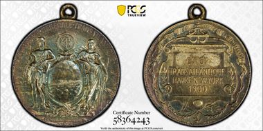 1900 Medal Gen. Transatlantic Company Ag Le Havre to New York MS61
