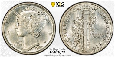 1920-S 10C MS63FB