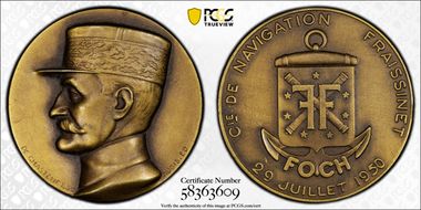 1950 Medal Marshal Ferdinand Foch AE Fraissinet Nav. Company MS65