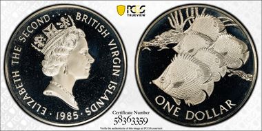 1985-FM $1 Butterfly Fish Cu-Ni PR68DCAM