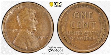 1922 No D 1C Strong Reverse VF35BN