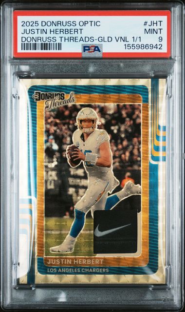 2025 Panini Donruss Optic Gold Vinyl #JHT Justin Herbert front