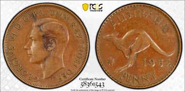 1952 A. (p) 1D Melbourne reverse Wedge serif 2 AU50BN