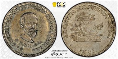 1863 Potosi "1/4 Peso" Burnett-87B1 MS62