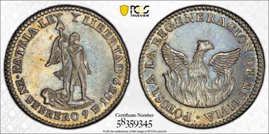 1839 Potosi "1 Sol" Burnett-17.1 Ferdinand VII MS62