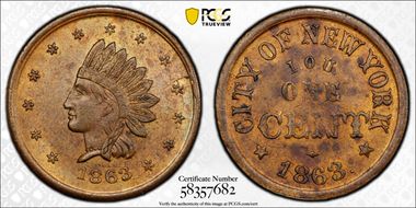1863 CWT F-630Q-1a, City of New York MS62BN